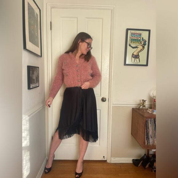 Frederick's of Hollywood Dresses & Skirts - 70s Vintage Deadstock NWT Fredricks of Hollywood Black Fringe Wrap Skirt